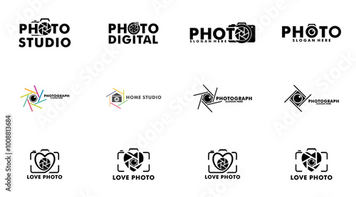 Set of Camera photography logo icon vector template