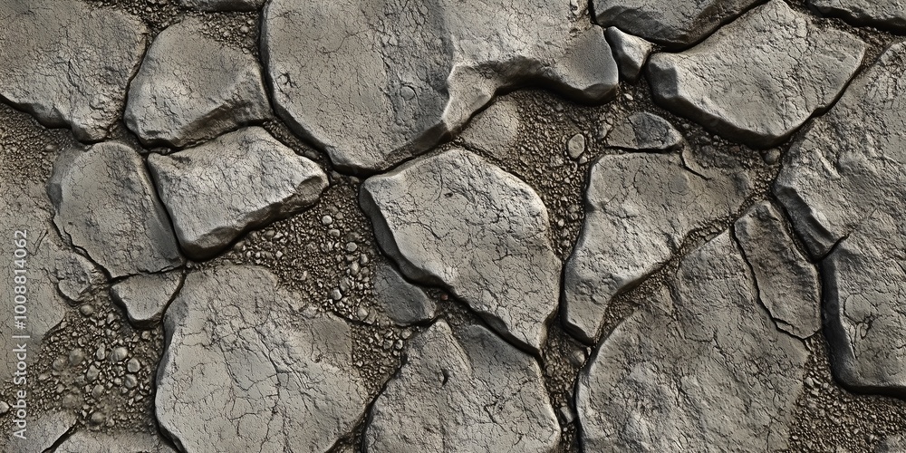 rough concrete texture with cracks and small pebbles embedded, giving ...
