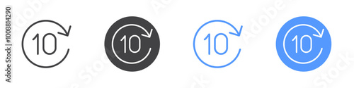 Forward 10 seconds icon Thin outline art symbol
