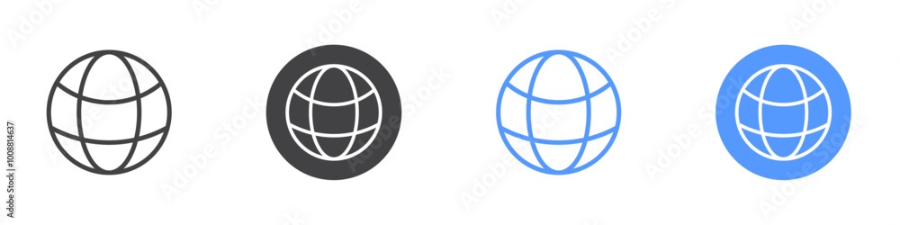 Globe icon Thin outline art symbol Globe icon Thin outline art symbol