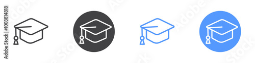 Graduation icon Thin outline art symbol