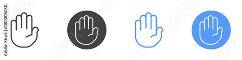 Hand Raise icon Thin outline art symbol