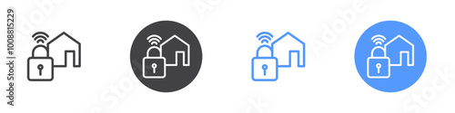 Home smart lock icon Thin outline art symbol