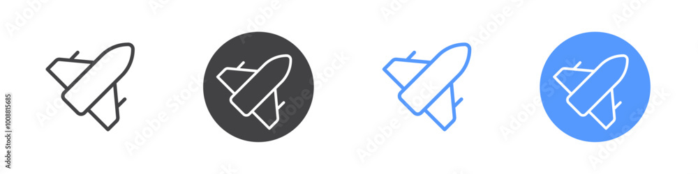 Jet plane icon Thin outline art symbol Jet plane icon Thin outline art symbol