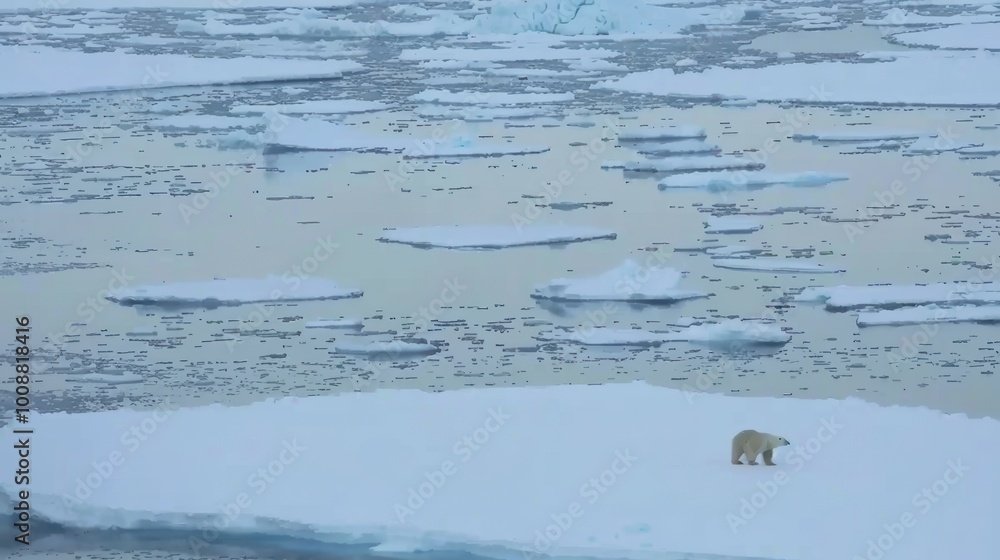 Polar Bear Walking on a Vast Ice Sheet Polar Bear Walking on a Vast Ice Sheet