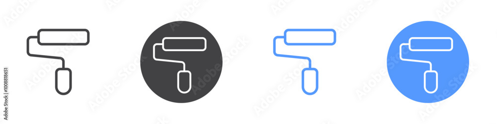 Paint roller icon Thin outline art symbol Paint roller icon Thin outline art symbol