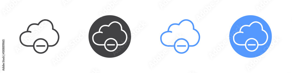 Remove from cloud icon Thin outline art symbol Remove from cloud icon Thin outline art symbol