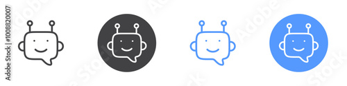 Robot icon Thin outline art symbol