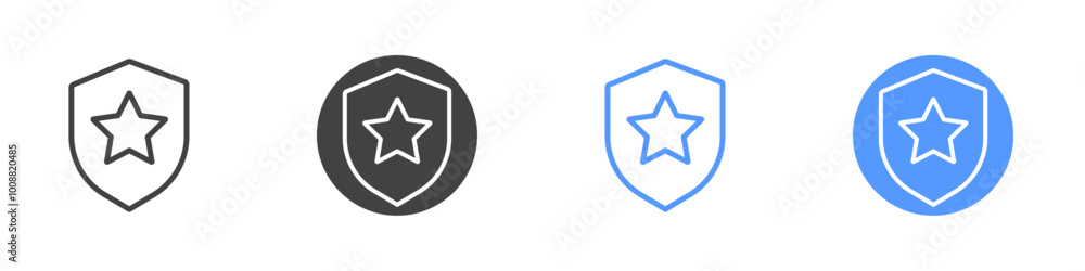 Security badge icon Thin outline art symbol Security badge icon Thin outline art symbol