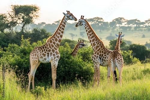 Giraffes Grazing on the African Savannah