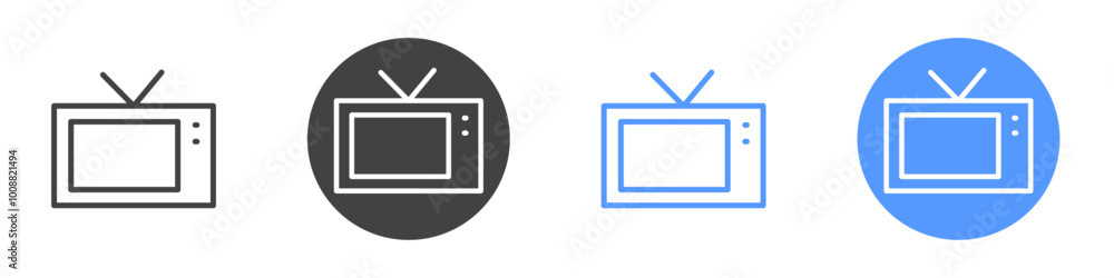 Television icon Thin outline art symbol Television icon Thin outline art symbol