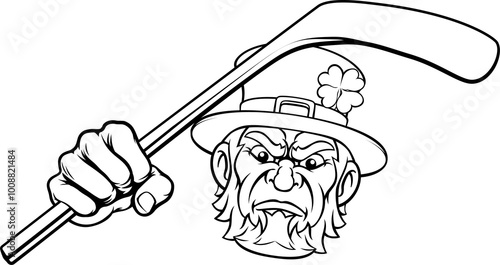 Canvas Print Leprechaun Ice Hockey Sports Mascot Cartoon
