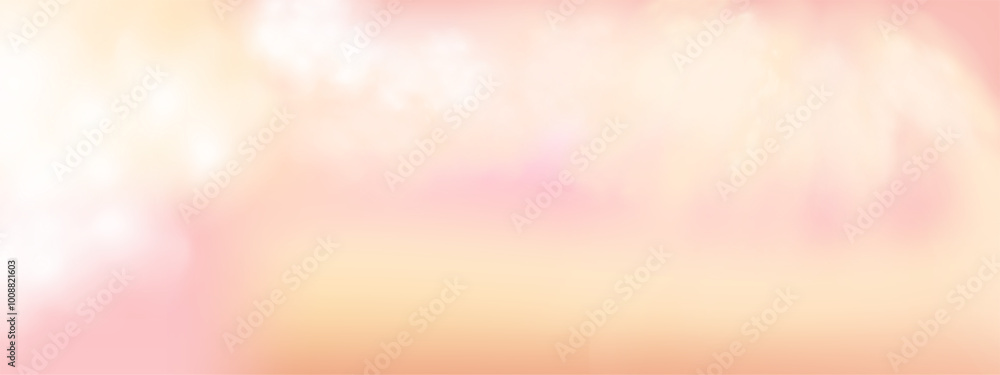 Illustration of a sky with warm orange and pink hues, scattered clouds lit by the setting sun. Depicts a peaceful sunset in late afternoon during summer or spring. Illustration of a sky with warm orange and pink hues, scattered clouds lit by the setting sun. Depicts a peaceful sunset in late afternoon during summer or spring.