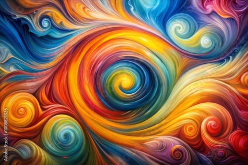 Colorful abstract painting with swirling patterns