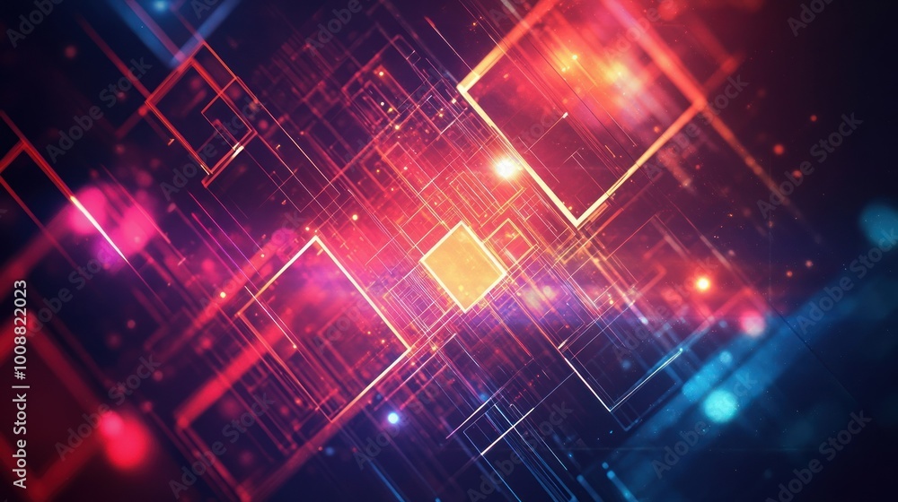 Abstract Digital Network with Glowing Lines and Shapes Abstract Digital Network with Glowing Lines and Shapes
