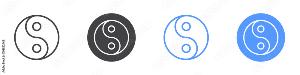 Yin yang icon Thin outline art symbol Yin yang icon Thin outline art symbol