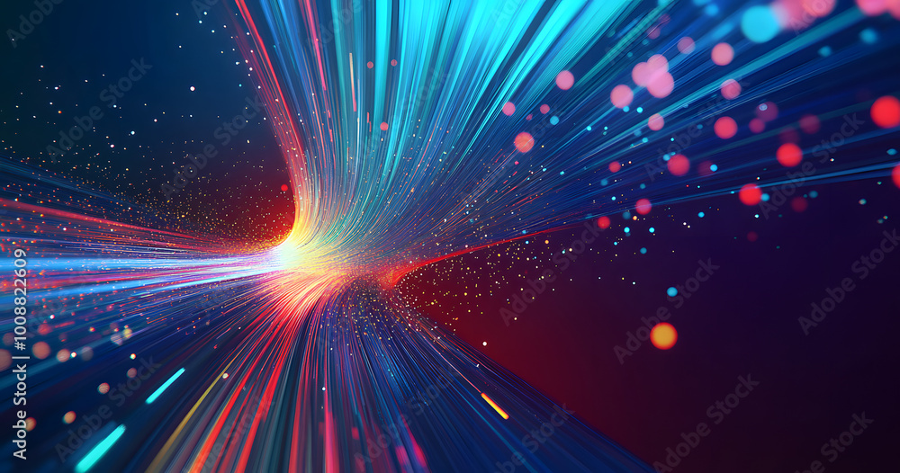 5G technology wireless data transmission, high-speed internet. Information flow in abstract cyberspace. 3d illustration of big data digital funnel 5G technology wireless data transmission, high-speed internet. Information flow in abstract cyberspace. 3d illustration of big data digital funnel