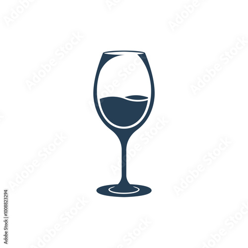 Wineglass black icon. Wine glass glyph silhouette. The symbol of alcoholic drinks. Vector illustration flat design. Isolated on white background. Bar sign.