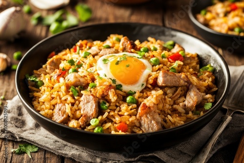 Nasi goreng is a Southeast Asian fried rice dish, usually cooked with pieces of meat and vegetables. Nasi goreng has long been considered an important staple of Indonesian cuisine - generative ai