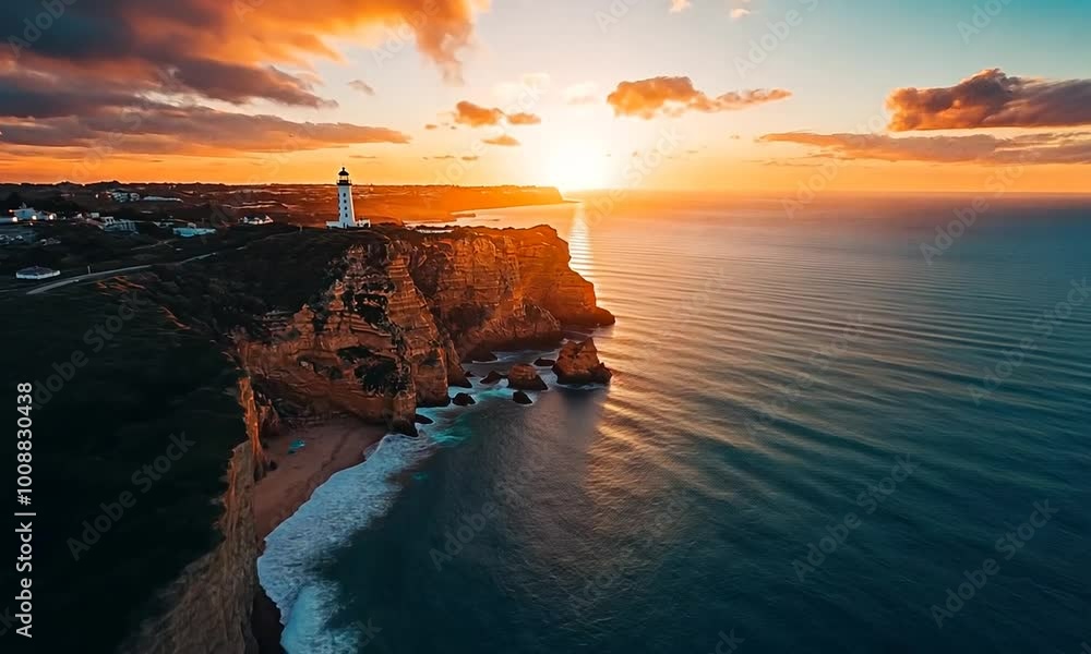 Lighthouse at Sunset on a Dramatic Coast Lighthouse at Sunset on a Dramatic Coast