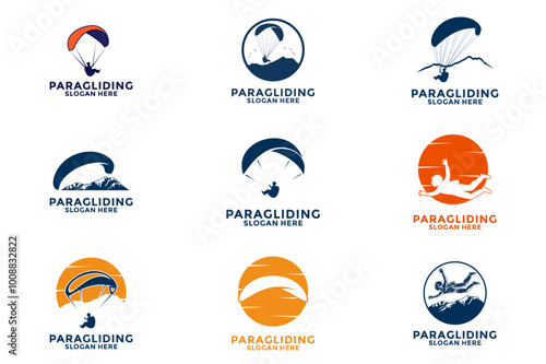 Set of paragliding logo icon vector illustration