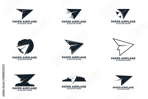 Set of paper plane logo vector icon illustration