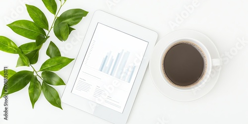 A tablet displaying graphs ...