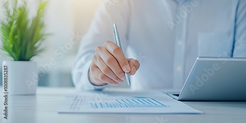 A person analyzes data, wri...