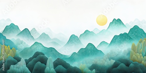 A serene landscape featurin...