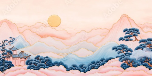 A serene landscape featurin...