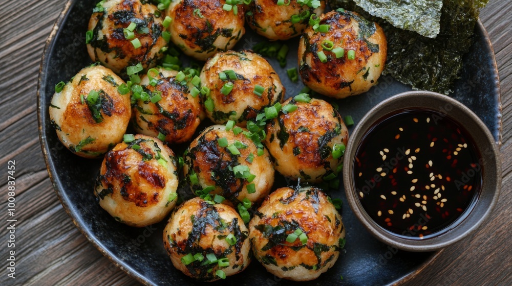 Delicious Crispy Rice Balls with Soy Sauce Dip Delicious Crispy Rice Balls with Soy Sauce Dip