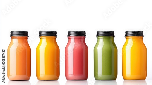 Colorful Juice Bottles Displayed in a Row