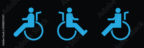 Disabled icons, Wheelchair symbols, handicapped access signs set. Wheelchair, handicapped access sign or symbols. Disabled handicap icons. Wheelchair icon symbol set