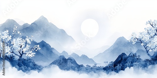A serene landscape featurin...