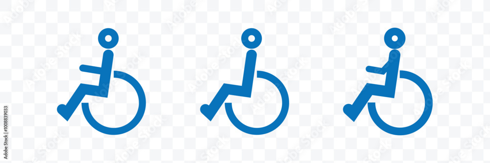 Handicap sign icon in thin line style vector illustration graphic design. Disabled icon. Handicap sign icon in thin line style vector illustration graphic design. Disabled icon.