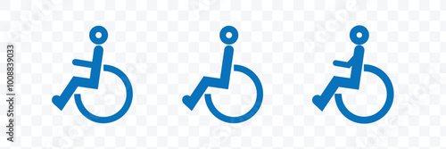 Handicap sign icon in thin line style vector illustration graphic design. Disabled icon.