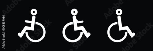 Disability icon set. Containing wheelchair, accessibility, blind, broken leg, disabled, assistance and deafness icons. Solid icon collection. Disabled icon. EPS 10.