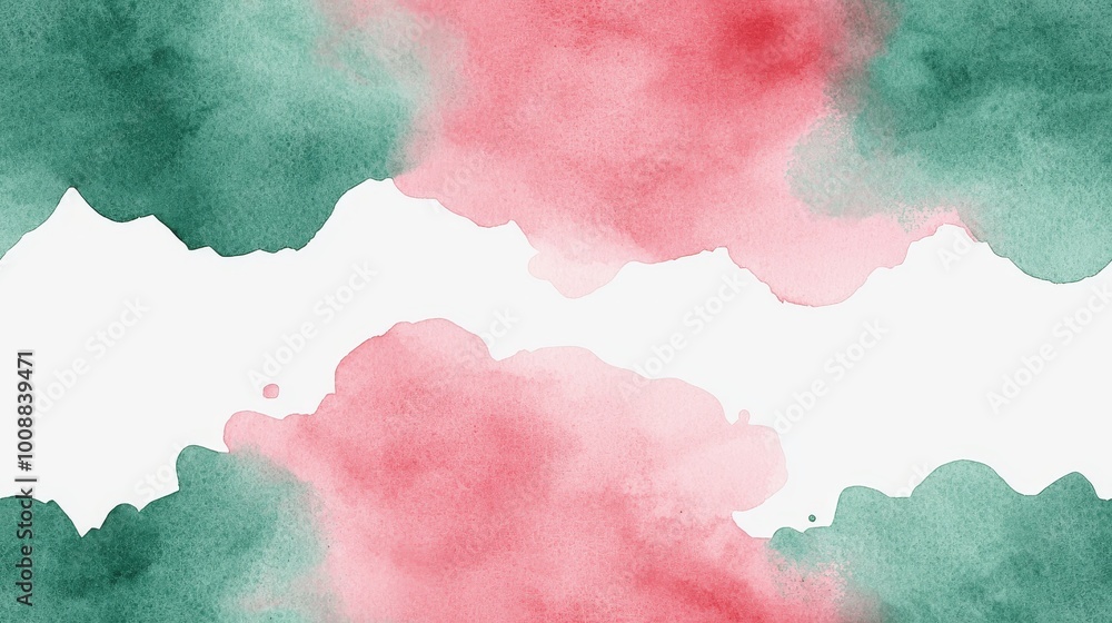 Abstract watercolor design in red and green on white background. Abstract watercolor design in red and green on white background.