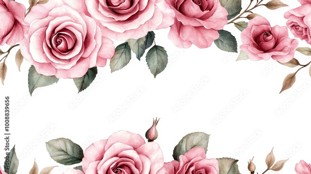 Naklejka premium Beautiful pink roses arranged elegantly on a white background.