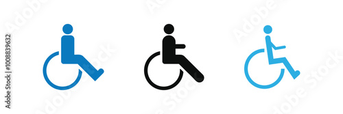 Disabled icons, Wheelchair symbols, handicapped access signs set. Wheelchair, handicapped access sign or symbols. Disabled handicap icons. Wheelchair icon symbol set