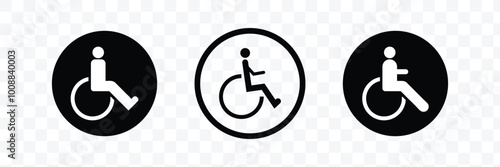 Handicap sign icon in thin line style vector illustration graphic design. Disabled icon.