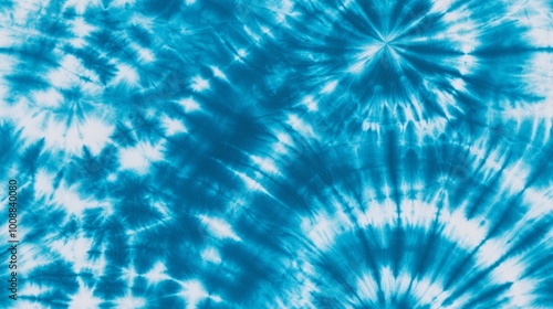 Blue tie-dye pattern, vibrant swirls and textures in white isolate background.