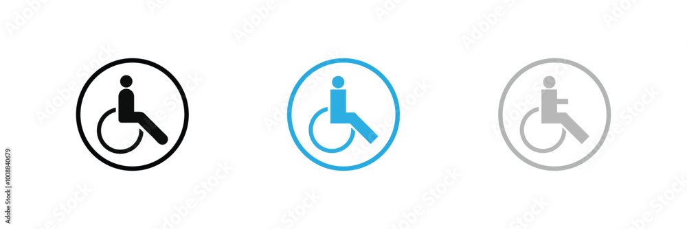 Disabled icon. A glyph style icon of disabled person. Disabled icon. A glyph style icon of disabled person.