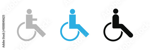 Disability icon set. Containing wheelchair, accessibility, blind, broken leg, disabled, assistance and deafness icons. Solid icon collection. Disabled icon. EPS 10.