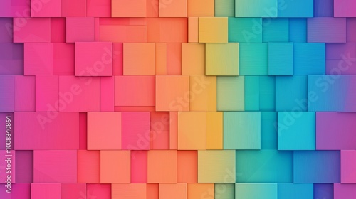 Colorful geometric background with vibrant gradient squares and textured depth.