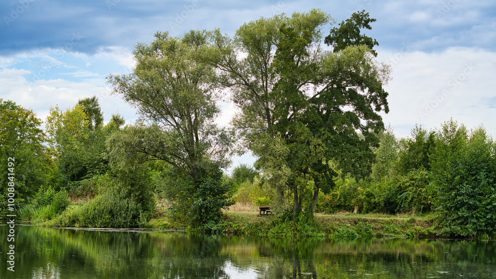 Fototapeta premium A view of a lake near Allstedt in Saxony-Anhalt