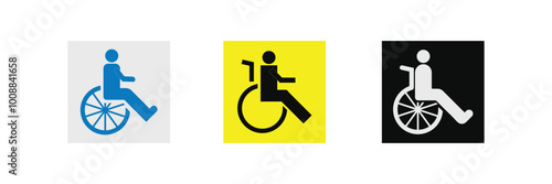 Disability icon set. Containing wheelchair, accessibility, blind, broken leg, disabled, assistance and deafness icons. Solid icon collection. Disabled icon. EPS 10.