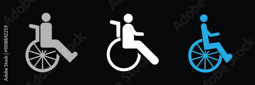 Disabled icon. accessible person wheel chair icon. 