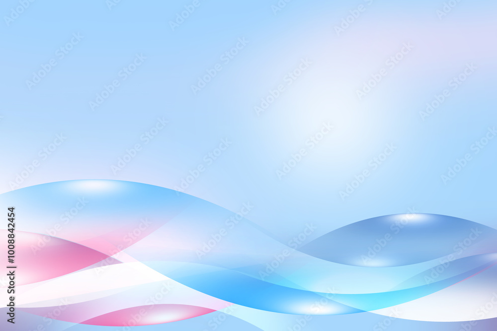 Naklejka premium Abstract geometric dynamic wave curve soft light gradient pastel blue pink background design for graphic pattern web illustration technology network smart digital backdrop wallpaper banner