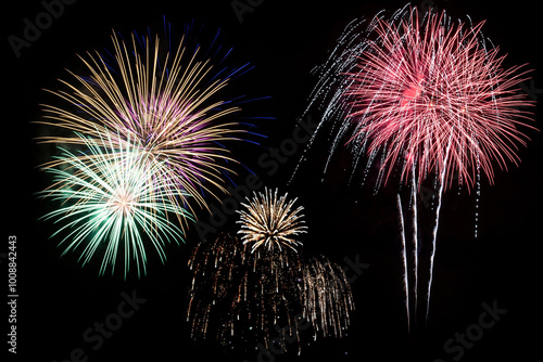 Diwali Fireworks Stock Image In Black Background photo